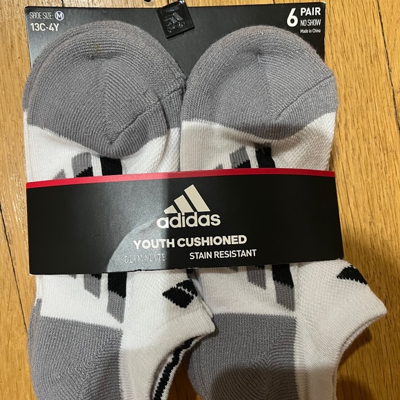 adidas Other - ADIDAS YOUTH M 13C-4Y CUSHIONED SOCKS  6 PAIRS NEW WITH TAGS